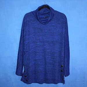 New Directions Cowl Neck Tunic Sweater Blue XL